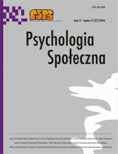 

Psychologia Społeczna nr 2(37)/2016