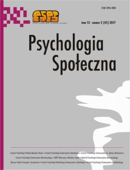 

Psychologia Społeczna nr 2(41)/2017