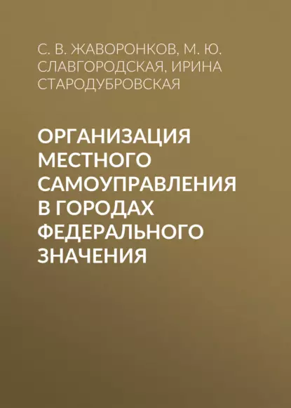 Обложка книги Организация местного самоуправления в городах федерального значения, И. В. Стародубровская